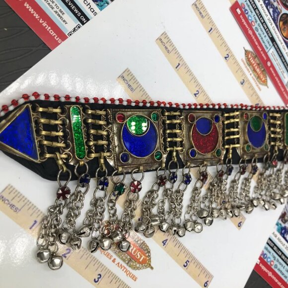 Afghan Kuchi Dangling Bells Choker Necklace, Ethnic Choker Necklace - Picture 8 of 8